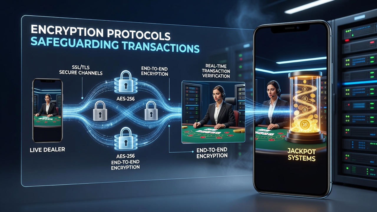 Secure data flow in encrypted jackpot and live dealer mobile sessions