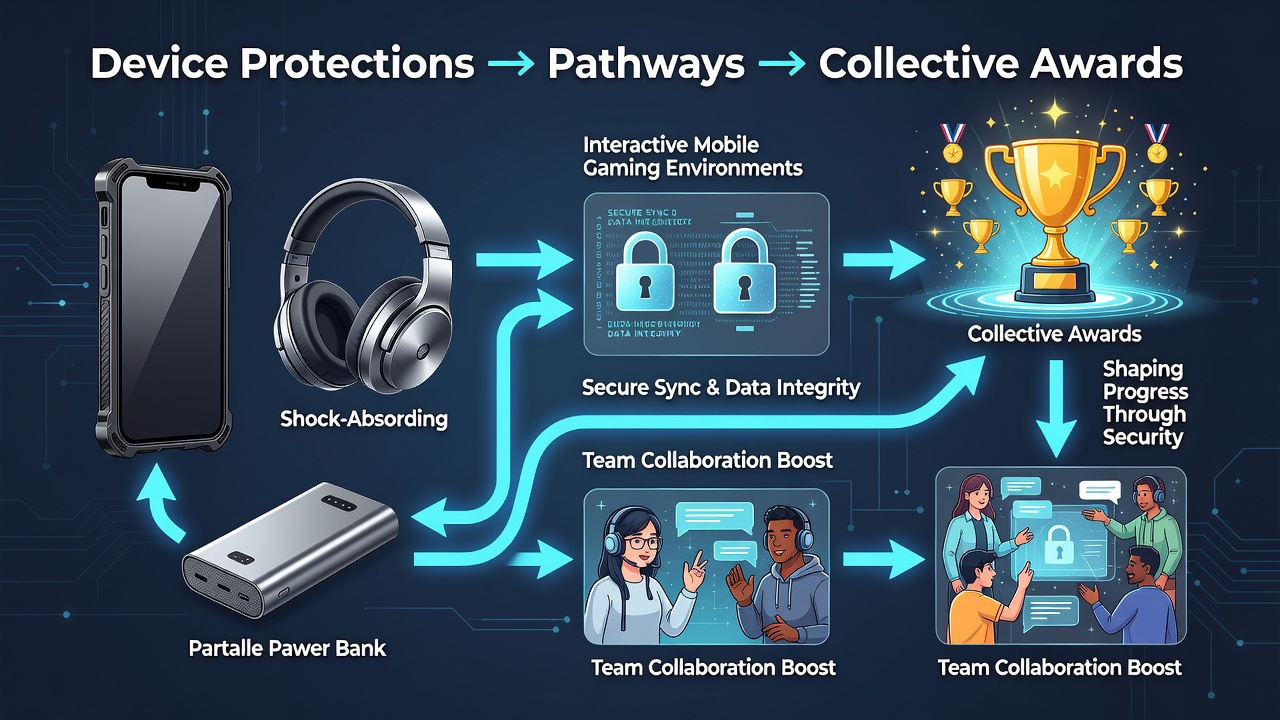 Network diagram showing device security influencing mobile gaming reward pools