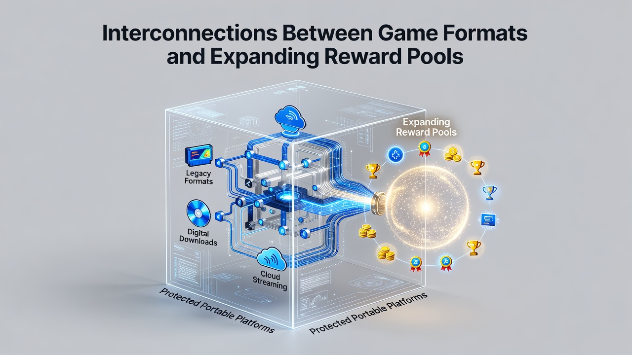 Mobile screen displaying linked reward pool growth across different game formats in a secure environment